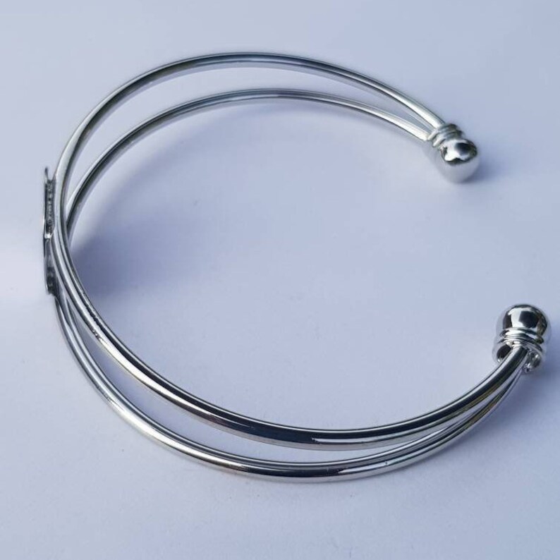 Bracelet Bangle Finding x 5 Blanks Silver Plated Cabochon Gem Findingss Glue On Flat Pad 15mm
