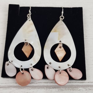 Mother Of Pearl Teardrop Abalone Dangle Earrings Drop Earrings
