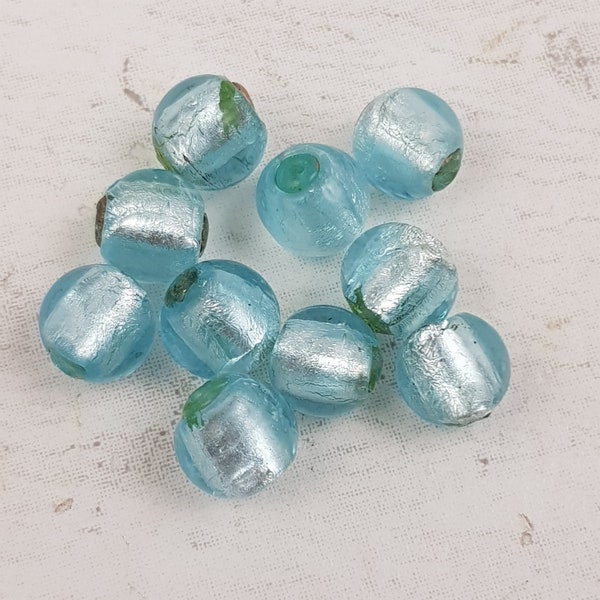 10 x 10mm Murano Glass Beads, Foil Glass Beads, Glass Beads, Venetian Glass Beads, Czech Glass Beads B29