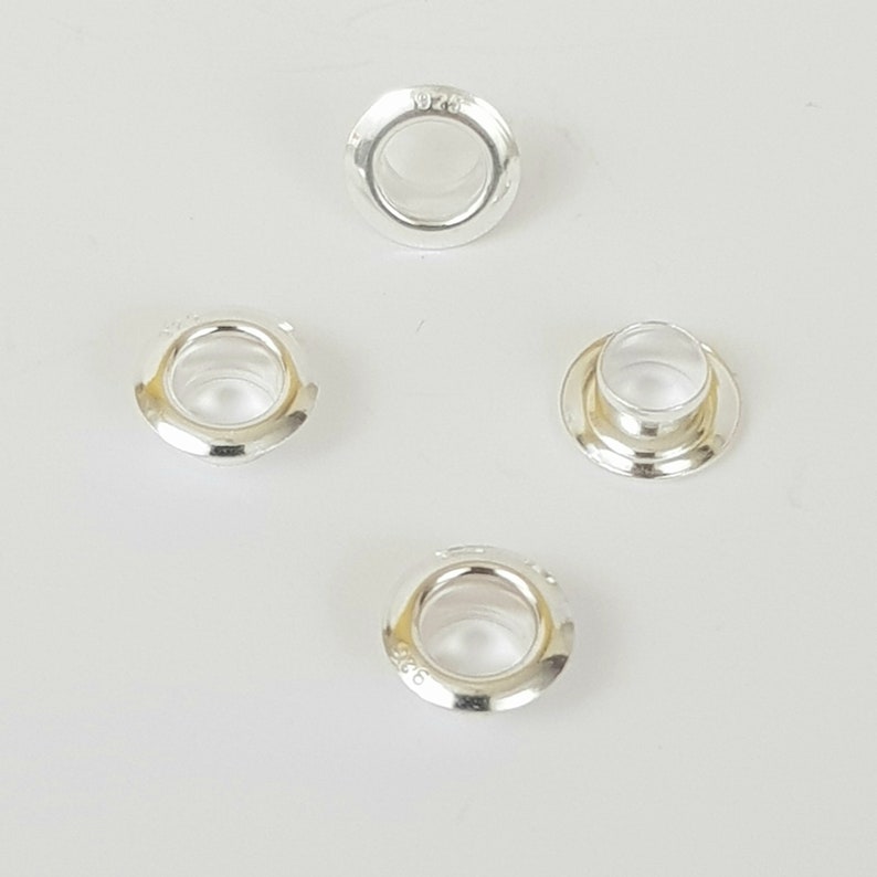 5mm Sterling 925 Silver Bead Core, Grommet, Eyelet, Rivet, Carnation Sterling 925 Silver 8.8mm, 5mm Hole image 2