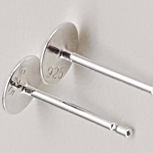 10 Pairs Of Flat Stud Earring Disc, Solid Sterling Silver Earring Findings