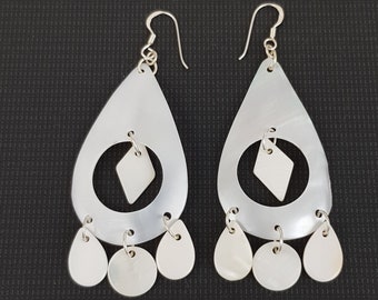 Mother Of Pearl Teardrop Abalone Dangle Earrings Drop Earrings