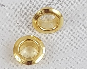 18金メッキスターリングシルバーグロメット：5mm穴、8.8mm