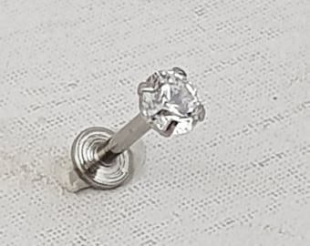 Round swarovski Crystal Prong Flat Back Studs Labret–Cartilage-Tragus bar-Forward Helix-lip piercings #5