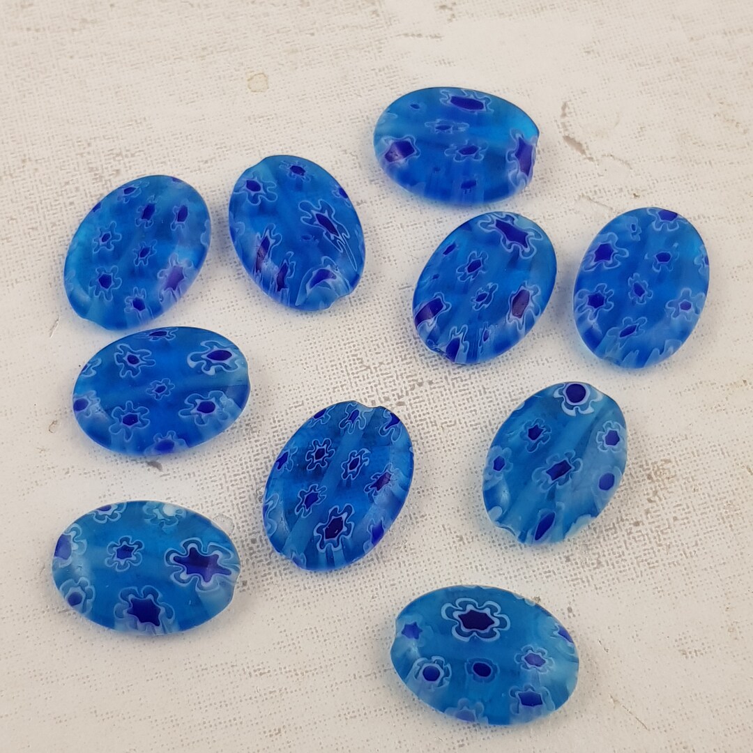 10 X Millefiori Glass Italian Beads Flower Beads 14 X 10mm Etsy UK