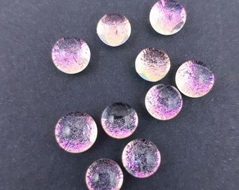 10 cabochons en verre 6/7 mm, boutons en verre, points en verre cab40