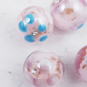 Lampwork Flower Beads with Swarovski Crystals (4 x 15mm)