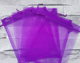 20 x Medium Wedding Favor Organza, Voile Bags 5x7 inches Purple Gift Bags Trekkoord Pouches Party Bags Pack van 20