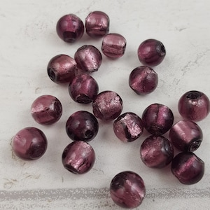 20 Murano Style Foil Glass Beads: 8mm Venetian Beads