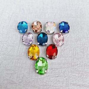 14 x 10mm Oval Shape Rhinestone Sew On Glass Crystal, Silver Flat Back