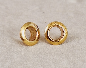 5mm 9ct SOLID GOLD Bead Core, Grommet, Eyelet, Rivet, Carnation 8.8mm, (5mm Hole)
