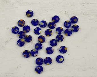 30 x Millefiori Glass Italian Beads, Flower Beads 8mm B43