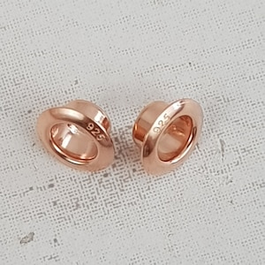 Rose Gold Plated 925 Silver Grommet: 5mm Bead Core, Lampwork Rivet (Pair)