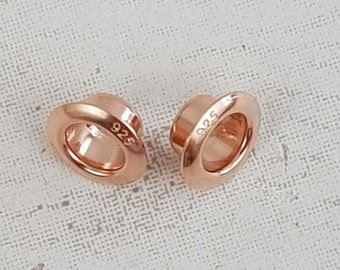 5mm Rose Gold Bead Core, Rose Gold Grommet, Rose Gold Eyelet, Rose Gold Rivet, Gold Carnation Sterling 925 Silver Base 8.8mm, (5mm Hole)