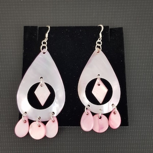 Mother Of Pearl Pink Teardrop Abalone Dangle Earrings Drop Earrings