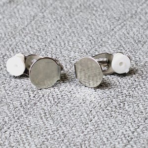 SUNNYCLUE 1 Box 40Pcs Gold Earring Converter Round Flat Back Tray Earring Clips