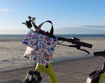 Sacoche de guidon de vélo en tissu enduit thème Paris