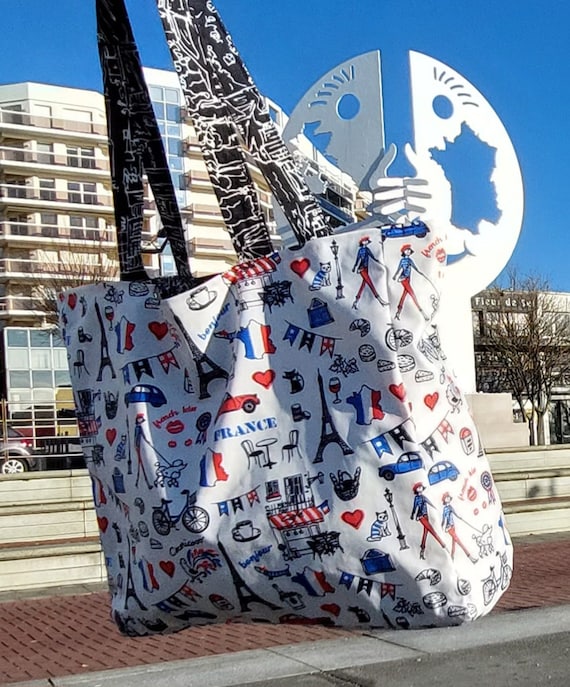 Reversible Tote Bag in Designer Fabric and “paris Hong Kong