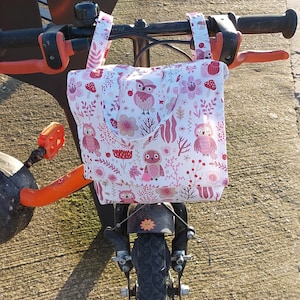 Sacoche de guidon de vélo enfant en tissu enduit chouettes image 1