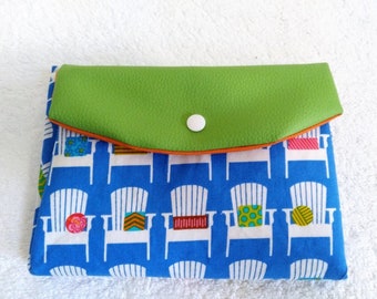 Pochette à soufflets, compagnon en tissu et simili cuir style pop art fauteuils multicolores