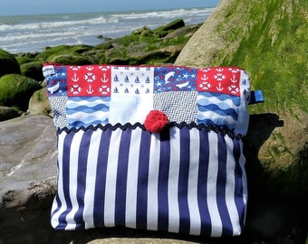 Grande trousse de toilette ou de plage en tissu "moussaillon"