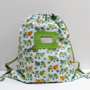 Sac à dos enfant, sac goûter en tissu imprimé grenouilles