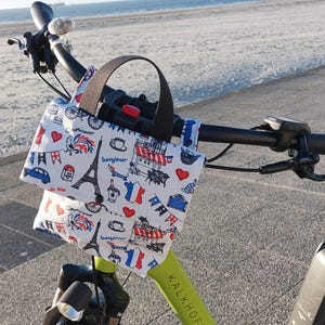 Fahrradlenkertasche aus beschichtetem Stoff mit Paris-Motiv