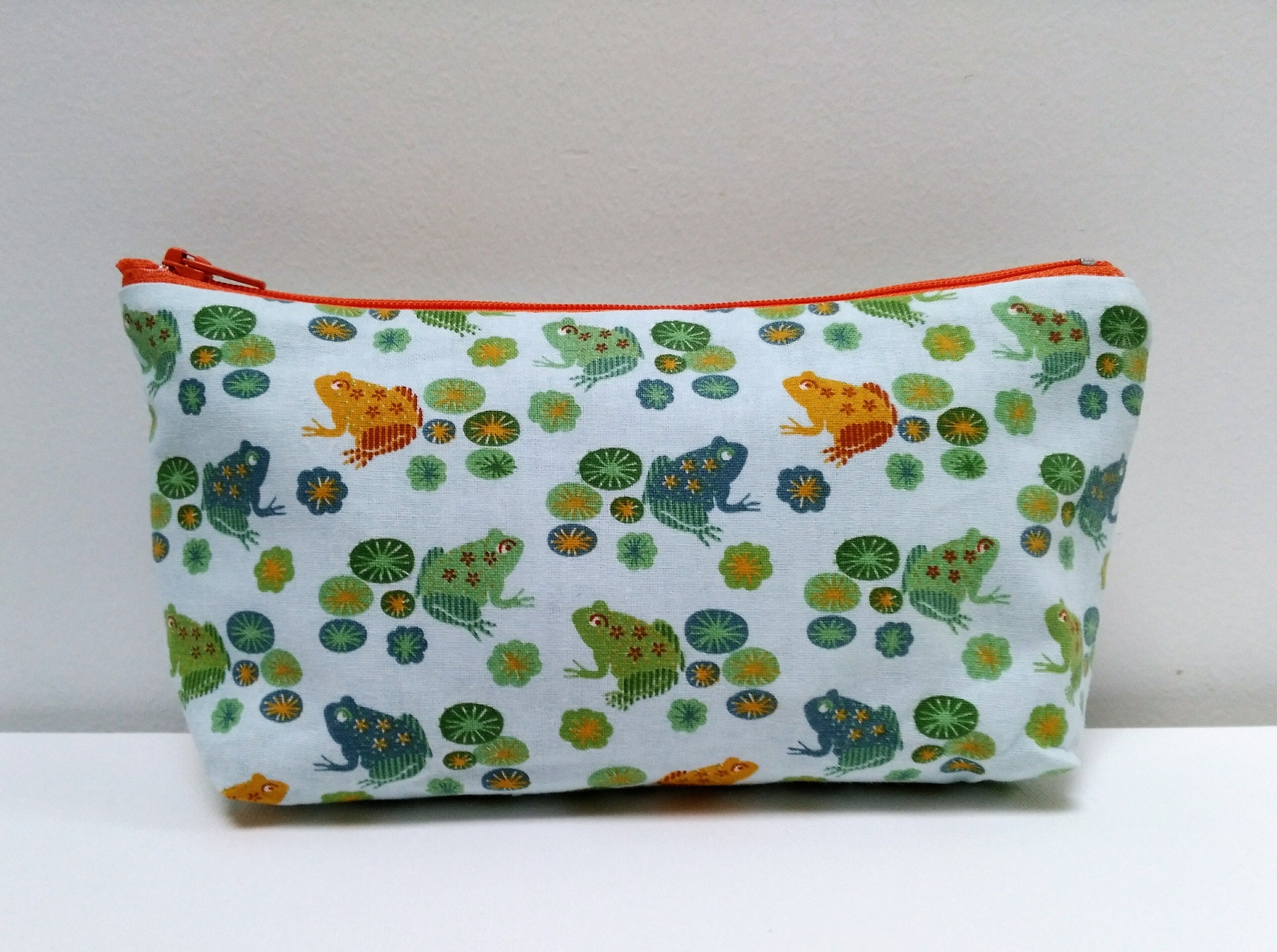 Trousse d'école en Coton Grenouilles sur Fond Bleu