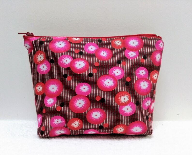 Make-up kit pocket storage masks in cotton blue or red poppies