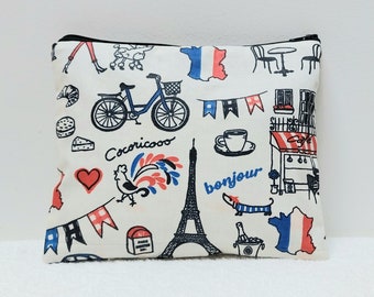 Trousse,pochette en tissu enduit thème Paris