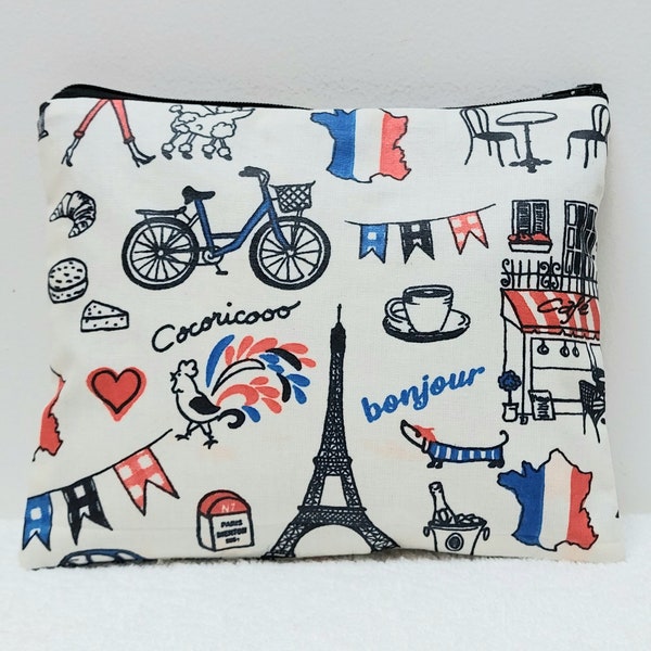 Trousse,pochette en tissu enduit thème Paris