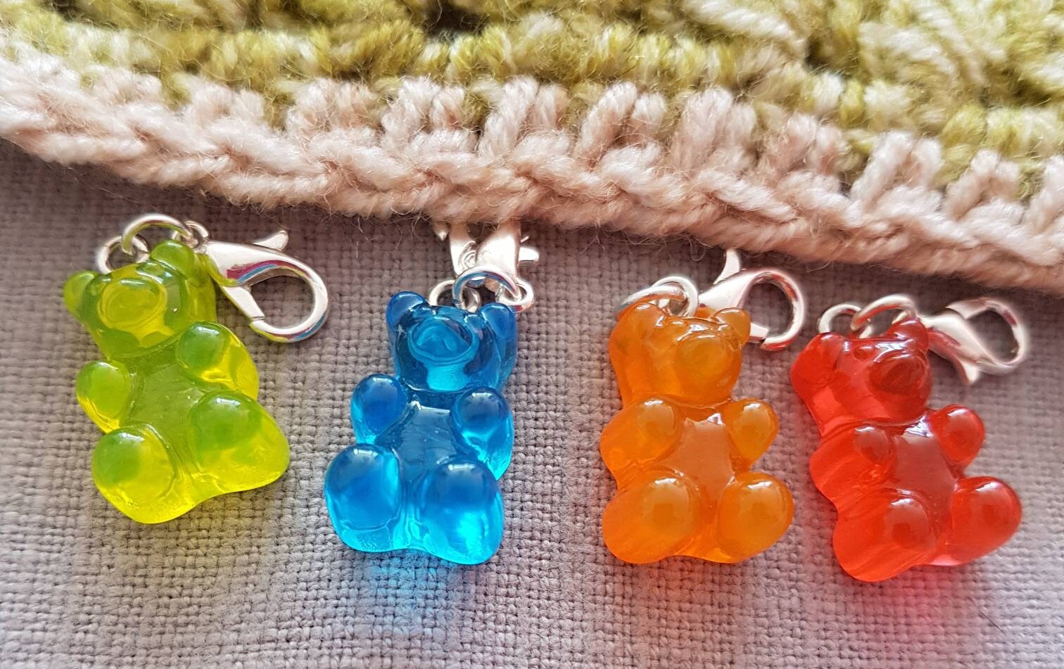 Marcadores de punto Gummi Bear hecho a mano para Tejer Y Crochet Conjunto de 6