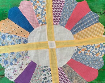 Formas de flores de patchwork vintage, suprimentos para artesanato de costura (39 cm)