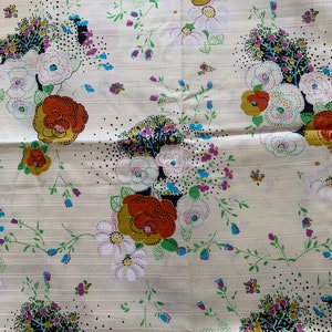 vintage 1970s floral dressmaking fabric, 310cm length, craft supplies, sewing, costume, dressmaking.