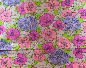 Vintage 1970er floraler Baumwollstoff, 233cm Länge, Nähen, Nähen, Basteln