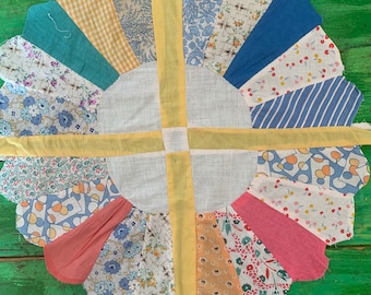 Formas de flores vintage em patchwork de algodão, materiais para artesanato (conjunto de 2)