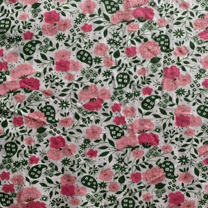 Tessuto in cotone floreale rosa vintage, lunghezza 210 cm, cucito, sartoria, artigianato.