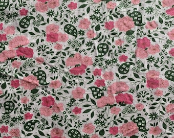 Tessuto in cotone floreale rosa vintage, lunghezza 210 cm, cucito, sartoria, artigianato.