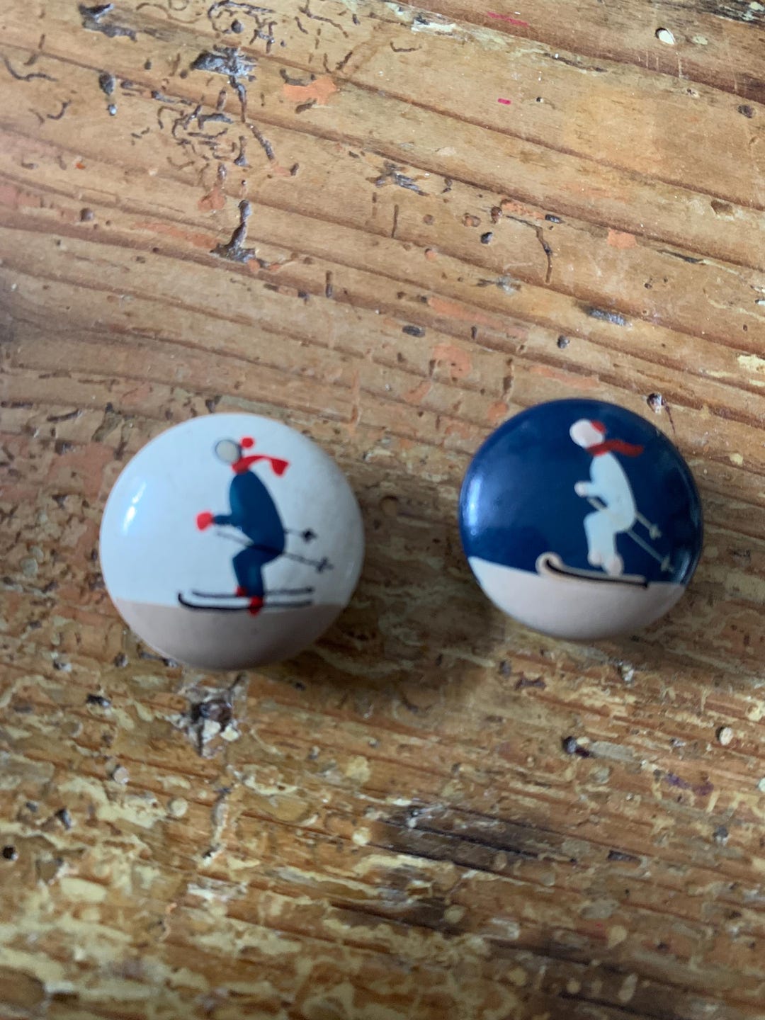 boutons pavone paris パヴォーネ 手描きボタン フランス フランスのヴィンテージ手描きスキーモチーフボタン、コレクター