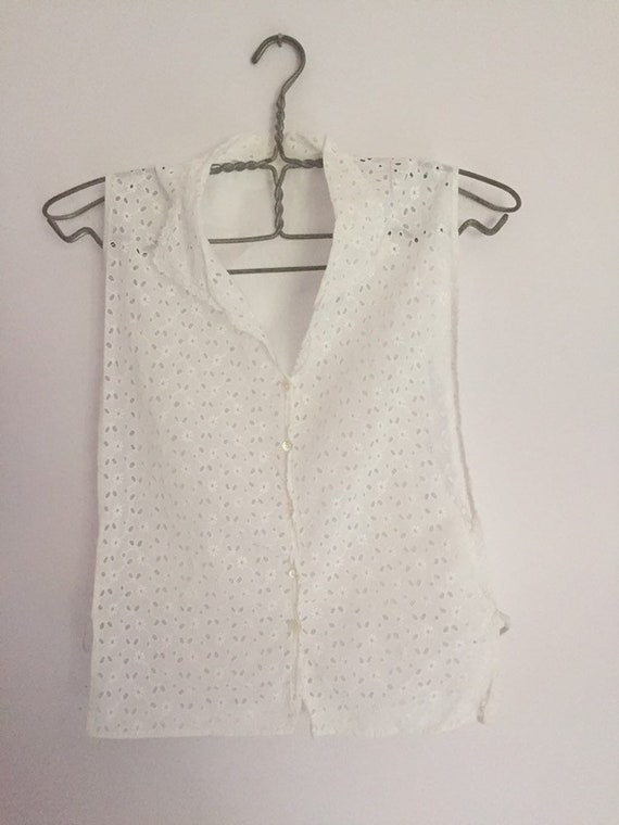 Vintage French white embroidery anglais tabard typ