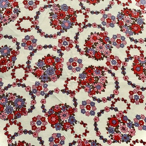Vintage 1970s floral dressmaking fabric, 230cm length, craft supplies, sewing, dressmaking