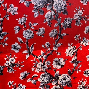vintage French floral curtain fabric, 160cm length, craft supplies, fabric, curtain