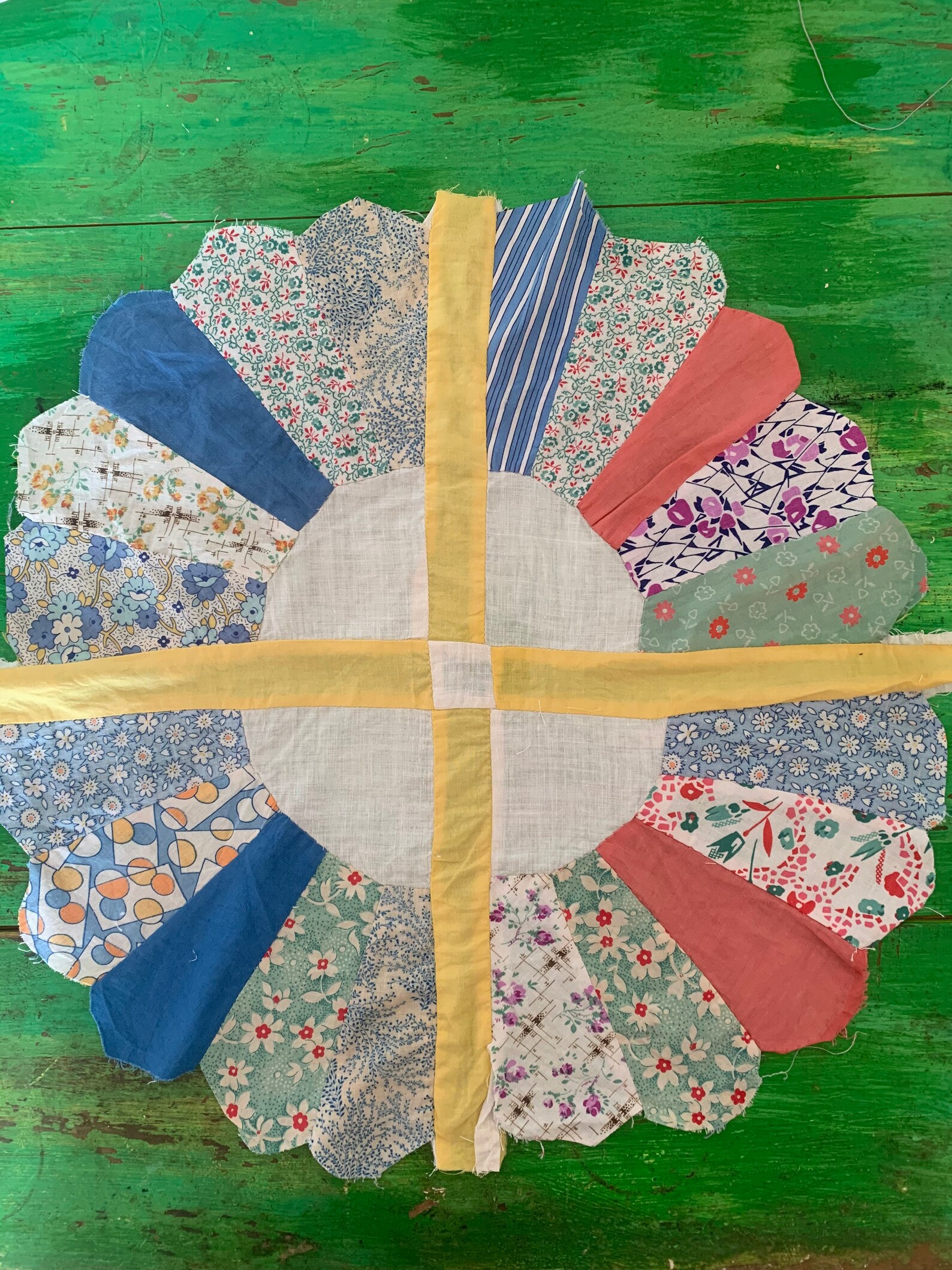 Set of two vintage patchwork shapes 39cm diameter each one Etsy