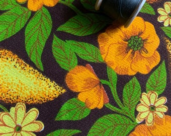 vintage 1970s retro fabric, 3 metres total, sewing, craft supplies, curtain