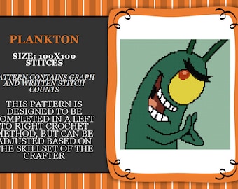 Plankton graph PATTERN ONLY with written stitch counts