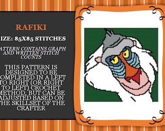 Rafiki graph PATTERN ONLY with written stitch counts