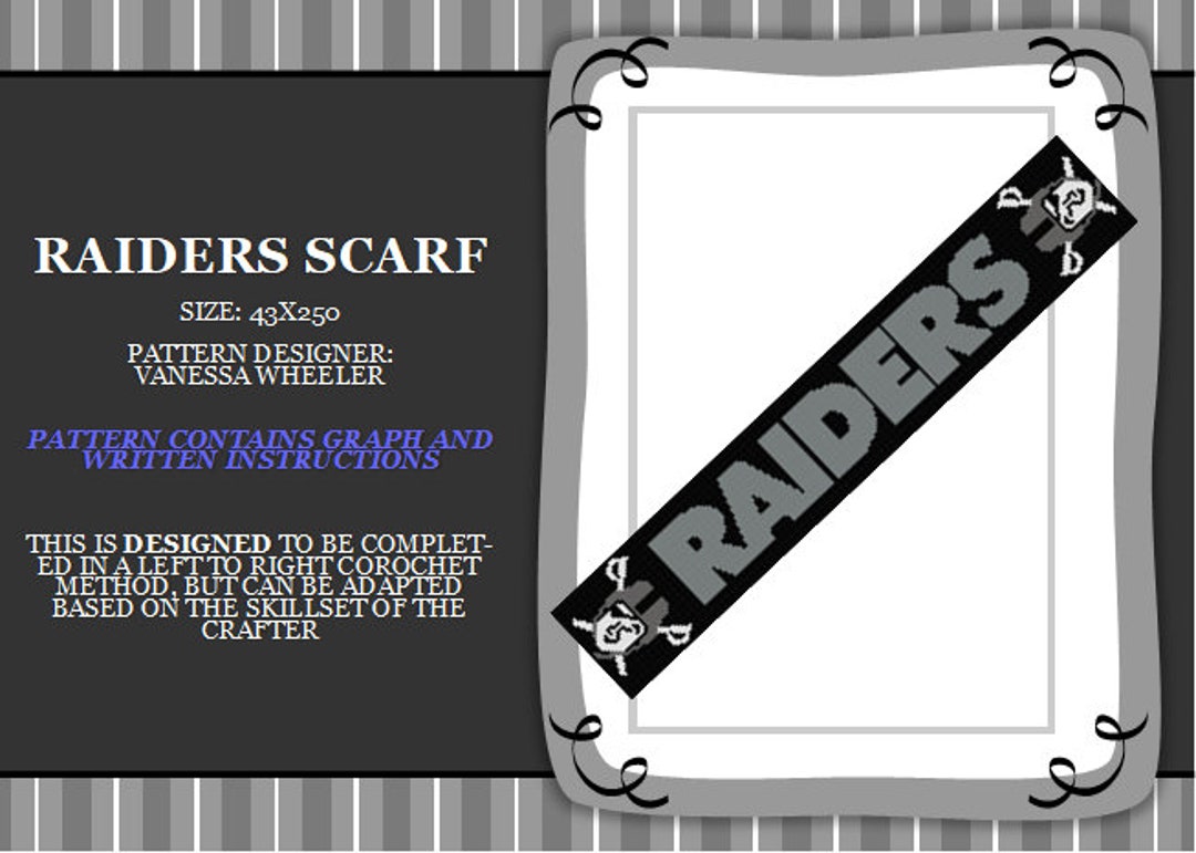 Raiders Pattern Graph Raiders Scarf Graph PATTERN ONLY With Written Instruction - Etsy