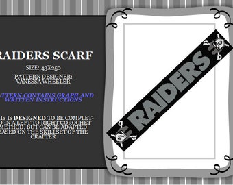 Raiders Scarf Graph PATTERN ONLY with written instruction