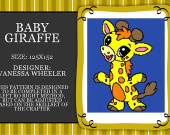Baby Giraffe graph PATTERN ONLY with written stitch counts