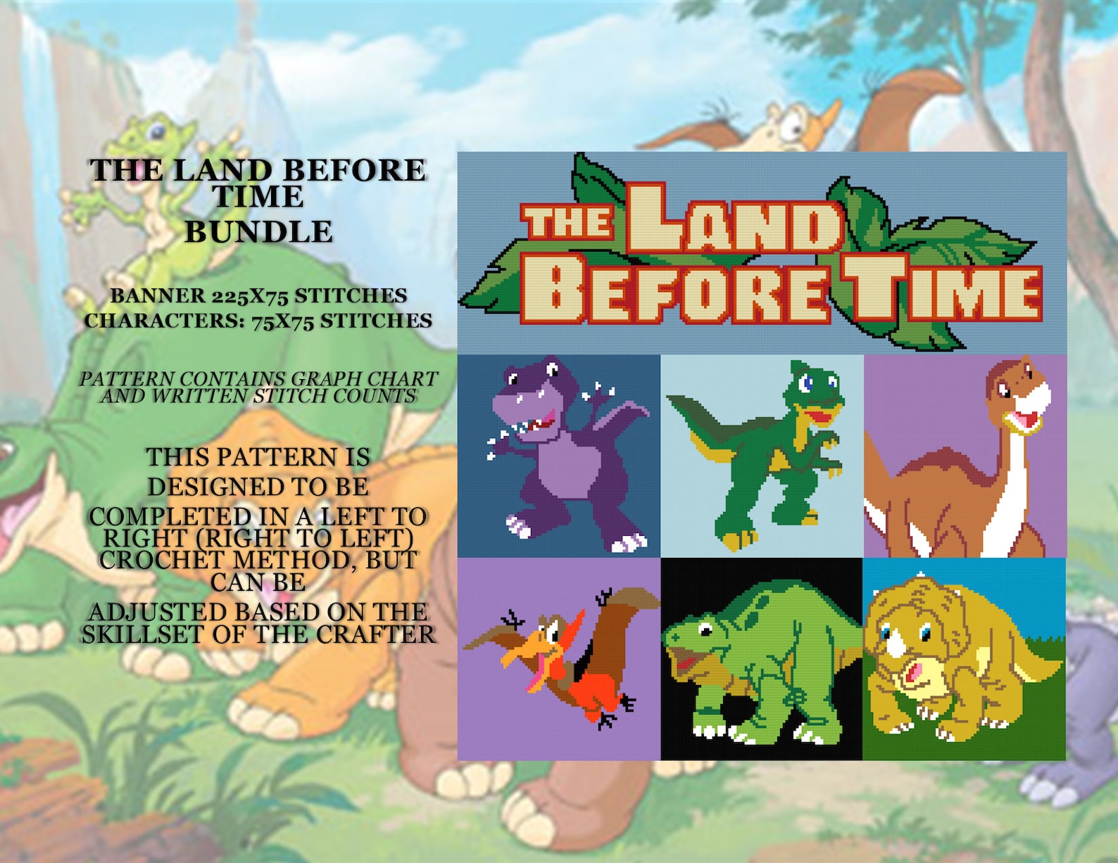 Land Before Time Graphghan Bundle PATTERNS ONLY With Written ...